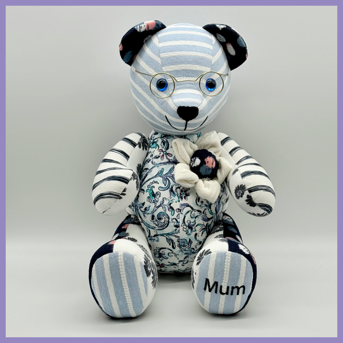 Patchwork Style Made From Clothing Jointed Memory Bear | Memories by Melly