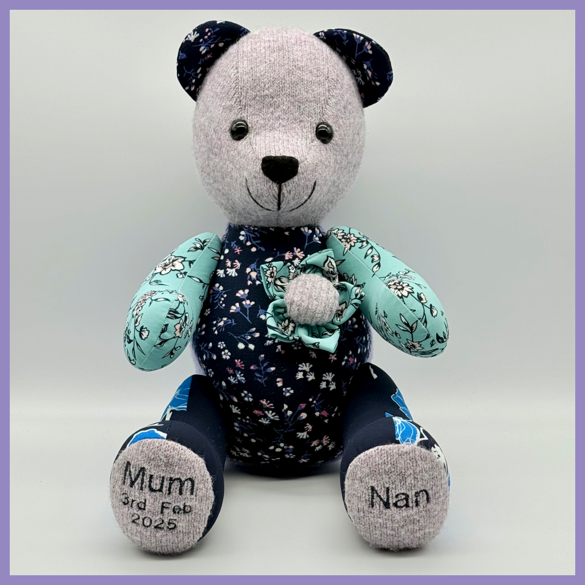 Patchwork Style Made From Clothing Jointed Memory Bear | Memories by Melly