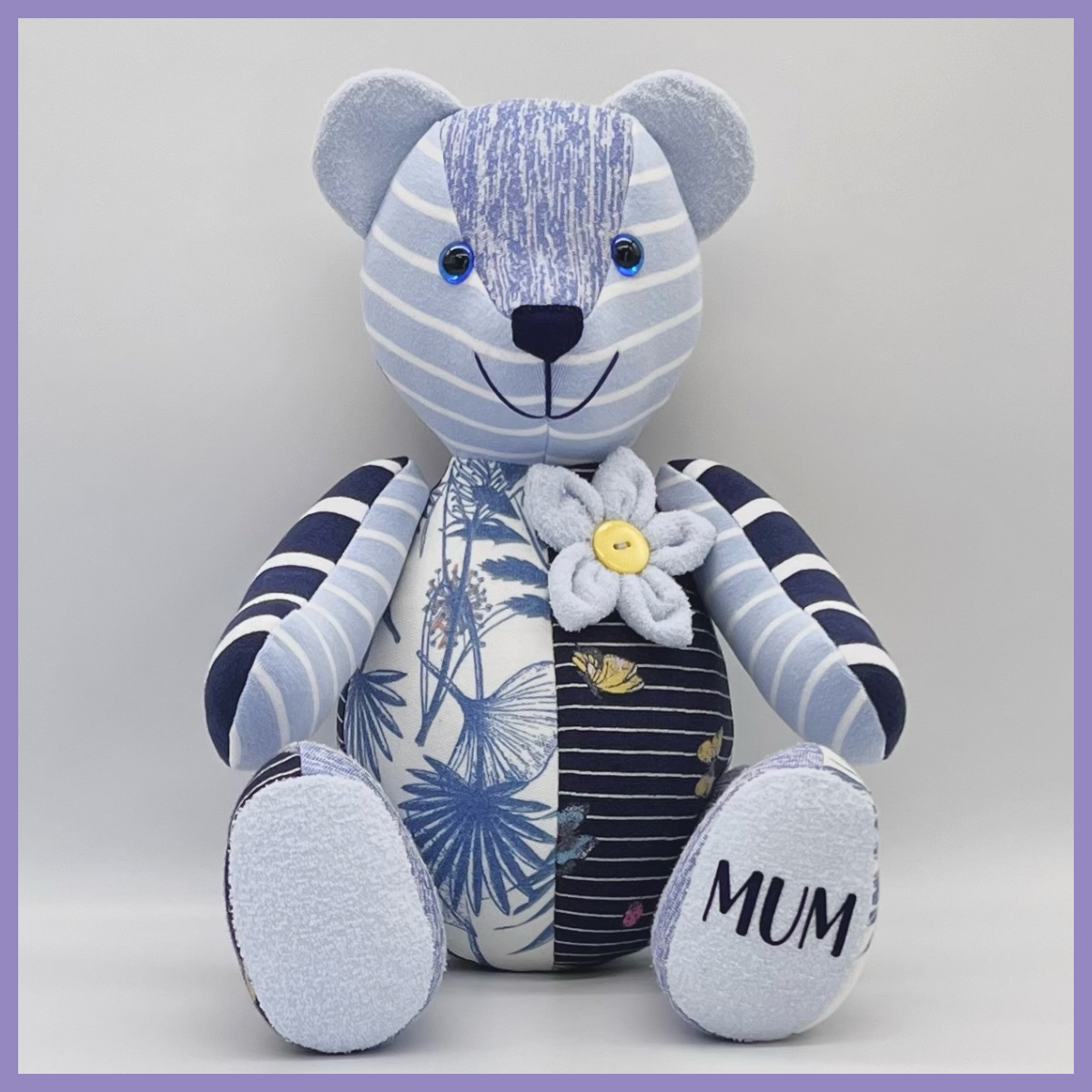 Patchwork Style Made From Clothing Jointed Memory Bear | Memories by Melly