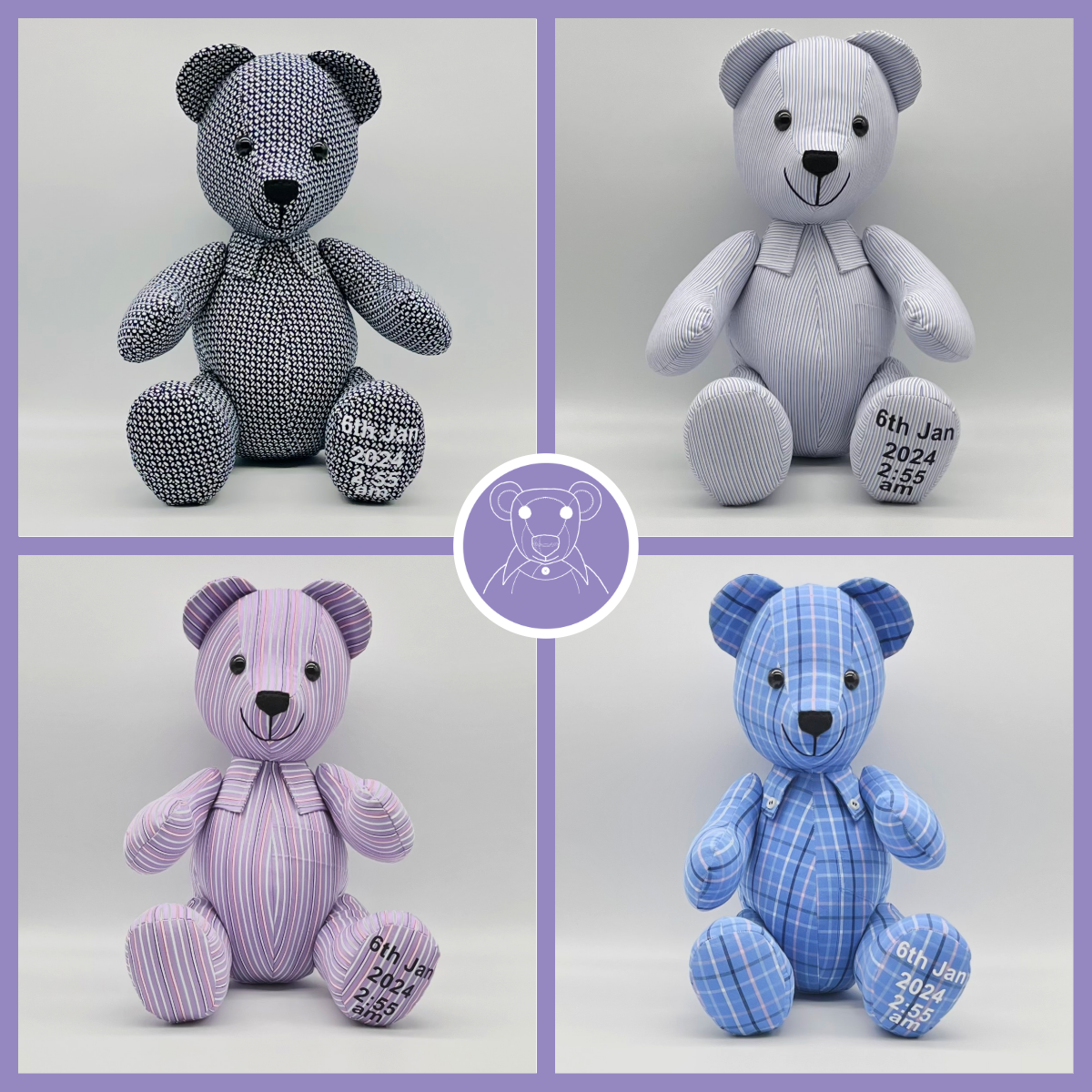 Patchwork Style Made From Clothing Jointed Memory Bear | Memories by Melly